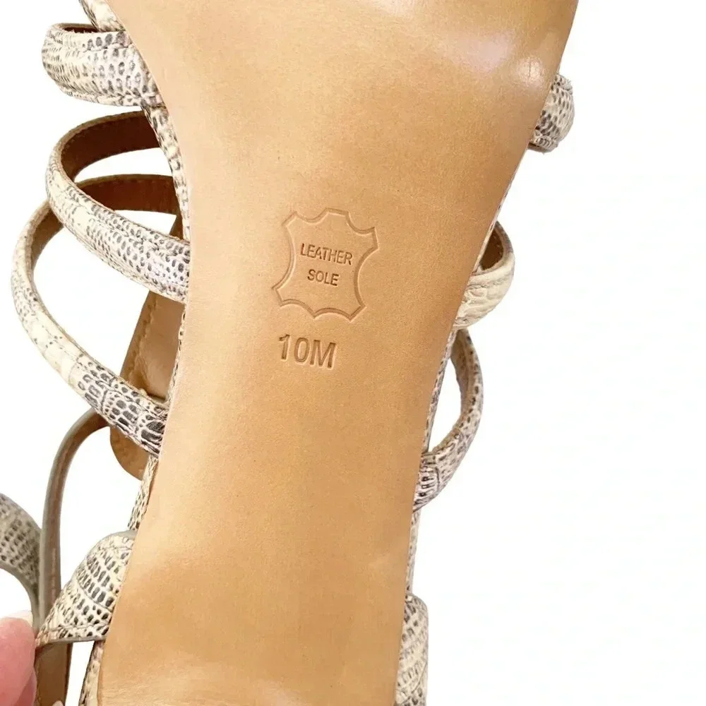 New TORY BURCH Charlene Lizard Print Sandal Heel Size 10